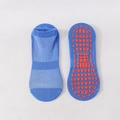 Calze da yoga antiscivolo blu reale con gommini arancioni e maglia traspirante - 1-4 Anni / Blu Medio & Bianco