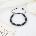 Adjustable tiger eye magnetic bead bracelet for men with hand-woven rope design - Black Matte Magnetic Bracelet