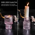 Pink fluted glass candle holder for 4cm tea lights and 2.2cm taper candles - G080-0006 Crystal Pink / Dual-Use (4cm Tealight/2.2cm Taper)
