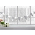 Detail of black and white wave pattern bunting banners hanging on a white window frame - 12Pcs Silver Wavy Triangle Bunting