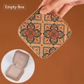 Portable cork jewelry box with vintage mandala pattern and velvet ring holder - Retro Fantasy Grass (Empty Box)