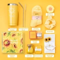 Yellow sunflower gift box set featuring 20oz tumbler, scented candle, and spa accessories - Sunflower Gift Set 1