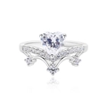 Anello a corona a forma di V in argento sterling S925 con zircone cubico 8A cuore - US 6 / Stile Corona di Cuore Argento (FDJZ-078)