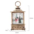 Bronze vintage Christmas lantern featuring a snowman and tree, size 13.5x8.5x4cm - Snowman