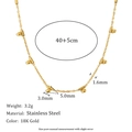 Detail specifications of 18K gold plated stainless steel necklace with size annotations - Gold Bead Tube Pendant (Gold-2)