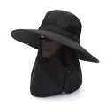 Black outdoor fishing sun hat with breathable face mask and neck protection flap - One Size / Black