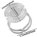Detail view of 304 stainless steel adjustable ring with pleated oval design and size labels - Radiating Ruffle Oval