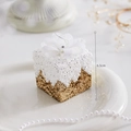 6.5cm white and gold glitter cube gift box ornament with ribbon for Christmas tree decor - Champagne Gold Gift Box / 6.5cm