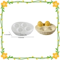 4-slot woven basket silicone egg tray mold for DIY resin storage box, size 15.4x11.7cm - 4-Hole Egg Grid / White Semi-Transparent