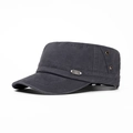 Berretto cadet in cotone lavato grigio scuro con occhielli in metallo e logo - Grigio
