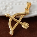 Macro shot of 24K gold plated stainless steel cupid bow pendant for jewelry making - Cupid Bow - Gold