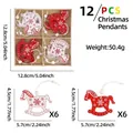 Spécifications de taille pour un lot de 12 ornements de Noël en bois dans leur boîte - Bois / Pendentifs Cheval à Bascule (12 pcs/Boîte)