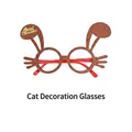 Christmas cat-shaped decorative glasses frame in brown glitter with Merry Christmas text - Brown Cat Decorative Glasses