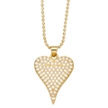 Collier avec pendentif cœur étincelant serti de zircons sur une chaîne à billes dorée - Blanc