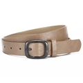 Brown faux leather belt with minimalist dark metal square buckle and adjustable holes - 106*2.8cm / Khaki