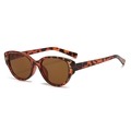 Gafas de sol de ojo de gato carey clásicas con lentes marrones en ángulo de 45 grados - Montura de Leopardo / Lentes Té