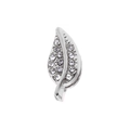 Silver leaf pendant for watch band DIY, featuring sparkling clear rhinestones on white background - Leaf Design / Rectangular Hole 10*2mm / Silver