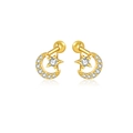 Eleganti orecchini a lobo a stella e luna in argento S925 dorato con zirconi bianchi - Oro 18k / Zircone Bianco