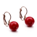 Elegante roségoldene Ohrringe mit hochglänzenden roten Perlen und Lever-Back-Verschluss - Rosarot