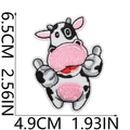 Detailed view of cute cow embroidery patch with dimensions 6.5cm height and 4.9cm width - Cute Cow with Heart Pose (5号)