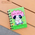 Mini grünes Spiralnotizbuch mit süßem Hundemotiv und Don't Worry Text in 8x10,5cm Größe - 8# Skateboard Hund