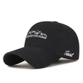 Cappellino da baseball in cotone nero con ricamo di onde bianche e scritta - Regolabile / Nero