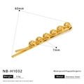 Pince à cheveux dorée en acier inoxydable avec sphères texturées, 60 mm, étanche et hypoallergénique - Épingle à Cheveux Six Perles Dorée (NB-H1032) / Or 18 carats
