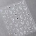 Laser butterfly nail stickers with rhinestones and star patterns, model TL-108 - Laser Butterfly Rhinestone Style (TL-108)