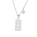 Macro view of silver Capricorn tarot card pendant and O-chain in stainless steel - Capricorn - Silver (ZJ3828)