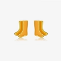 Cute S925 silver stud earrings with orange boot shape and golden enamel finish - Rain Boots / 925 Silver