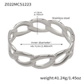 Silver stainless steel chain link bracelet 1.8cm wide with oval links and snap clasp - Steel Color Chain Style (Z022MC51223)