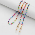 Colorful seed bead eyewear chain with golden lobster clasps and anti-slip rings - 70cm / Medium Mixed Color Seed Beads