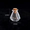 Mini transparent 20x22mm glass wish bottle with natural cork stopper on black background - Transparent Rhombus Bottle + Cork