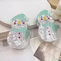 Süße Haarklammern in Schneemannform aus Acetat mit mintgrünen Details für Weihnachten - Schneemann (Mintgrüner Hut)