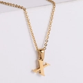 Minimalist 18k gold plated stainless steel initial necklace with letter X pendant - Letter X