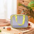 Purple mesh beach storage bag for kids with yellow straps and large capacity for toys - Oversized Dopamine Toiletry Bag Purple 26x21x10cm