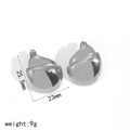 Detailed view of silver irregular waterdrop earrings with size measurements of 25.5mm by 23mm - Silver Water Drop Leaf Style (TE60074-S)