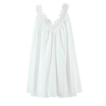 Elegant white satin dress with V-neck lace trim and delicate spaghetti straps - S / White