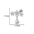 G23 Titanium flower labret stud with silver finish and sparkling zircon drop - Flower Cluster Drop (T2584-9#) / Silver