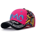 Berretto da baseball patchwork rosa e nero con ricamo WAC blu e stampa a stella - Regolabile / Standard Rosa Pesca Frontale