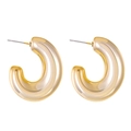 Minimalist chunky gold C-shaped hollow hoop earrings with a high-polished mirror finish - Chunky Hoop Style (6053)