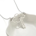 Silver stainless steel necklace with artistic cloud and ladder pendant for women - Steel