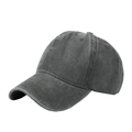 Charcoal grey washed cotton baseball cap with vintage distressed denim finish for unisex style - Washed Grey