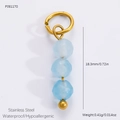 Détail du pendentif en acier inoxydable plaqué or 18k avec perles bleues et mesures - PJ91170-5PCS Perles Bleu Clair