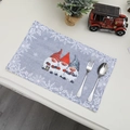 Mantel individual navideño gris con gnomos y copos de nieve en mesa festiva - Gnomo de Navidad Gris