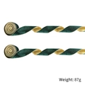 Dark green velvet Christmas ribbon with gold trim for gift wrapping, 87g weight - 6 Meters / Green