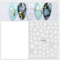 Macro detail of JO-1950 ultra-thin white floral nail stickers with pearl and foil accents - White Line Flower (JO-1950)