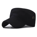 Berretto militare classico in cotone nero da uomo con occhielli in metallo dorato - Regolabile / Nero