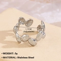 Silver stainless steel heart ring with textured discs and adjustable open band - Hammered Texture 701-9 / Steel