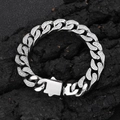 12mm roestvrijstalen Cubaanse schakelarmband met CNC-zirkonia op donkere rotsachtergrond - 23CM / Staalkleur